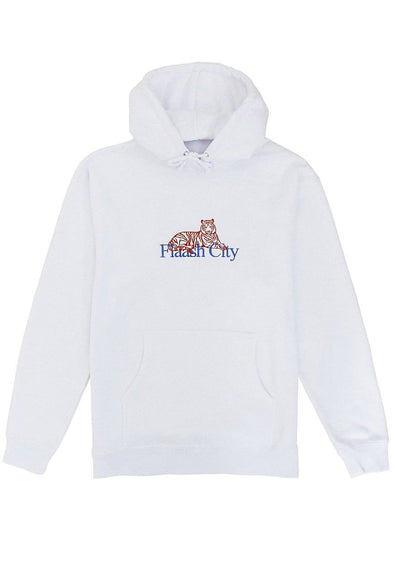 Tiger Corp Embroidered White Hoodie Flaash Apparel 