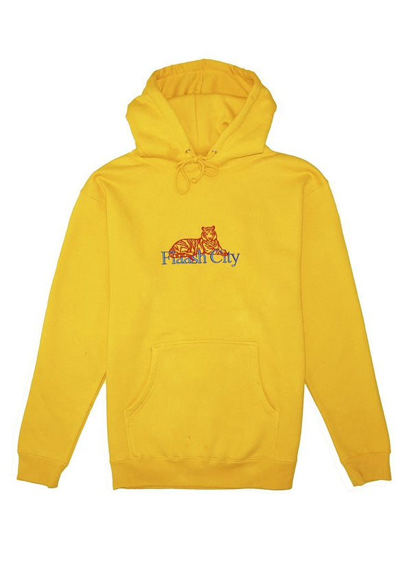 Tiger Corp Embroidered Gold Hoodie Flaash Apparel 