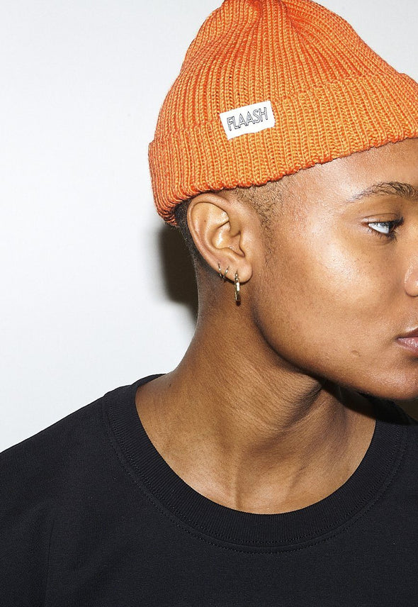 Fisherman Merino Wool Orange Beanie Flaash Apparel 