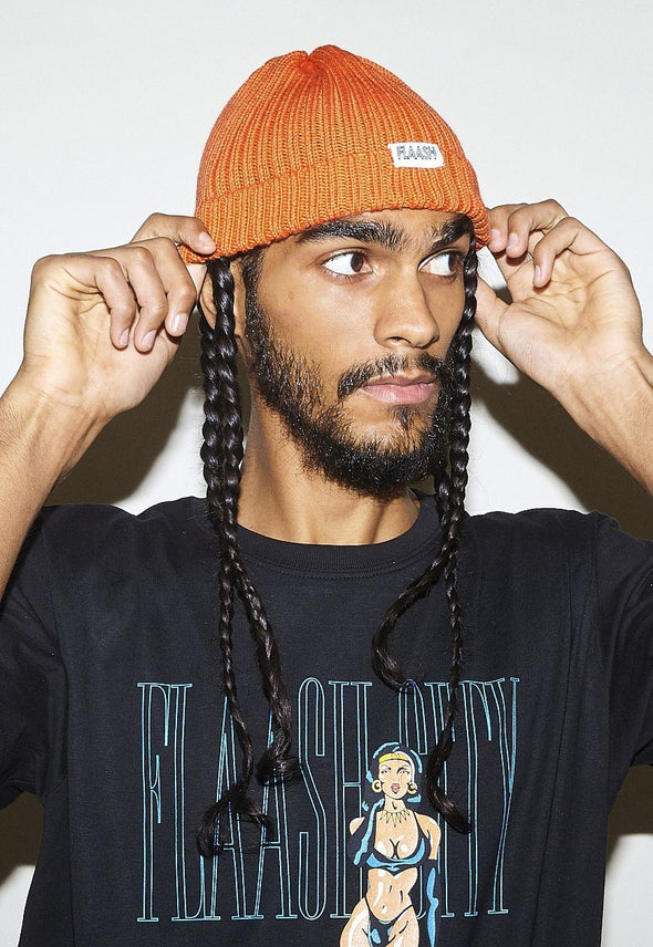Fisherman Merino Wool Orange Beanie Flaash Apparel 