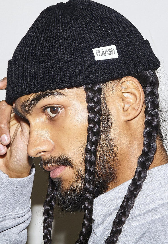 Fisherman Merino Wool Black Beanie Flaash Apparel 