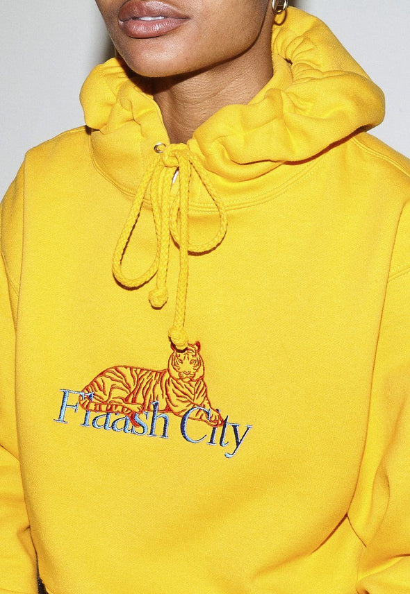 Tiger Corp Embroidered Gold Hoodie Flaash Apparel 