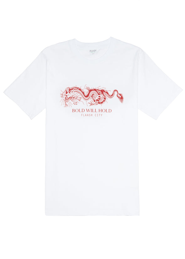 Quinn Dragon Organic Tee - White Flaash Apparel 