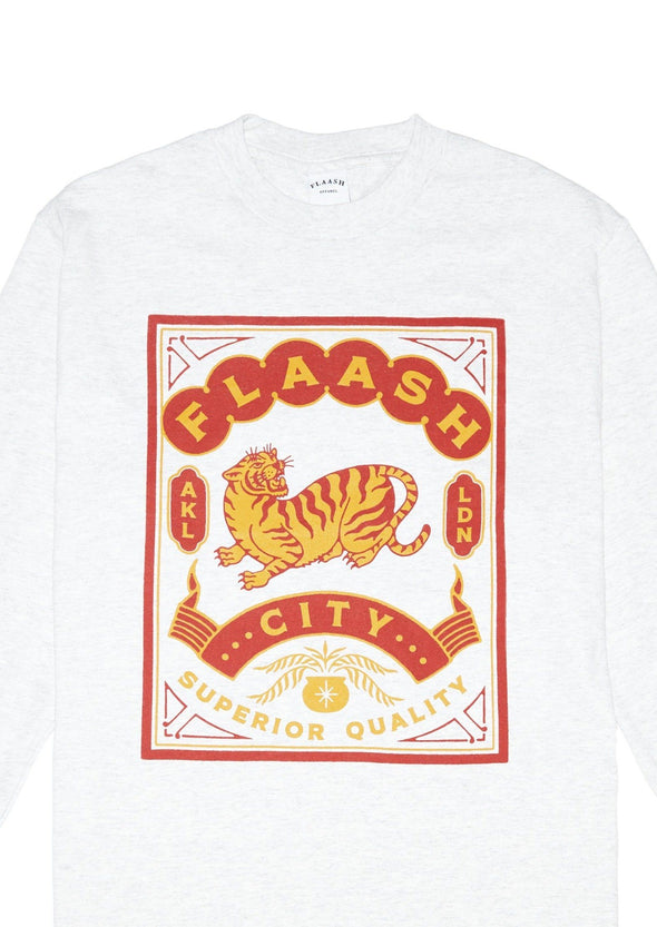 Tiger Matchbox Longsleeve Tee - Grey Flaash Apparel 