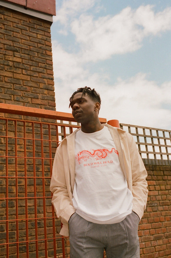 Quinn Dragon Organic Tee - White Flaash Apparel 